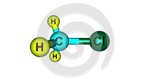 Methyl chloride molecular structure isolated on white