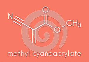 Methyl cyanoacrylate molecule, the main component of cyanoacrylate glues instant glue. Skeletal formula.