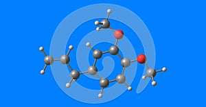 Methyl eugenol molecular structure isolated on blue