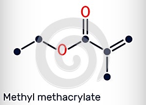 Methyl methacrylate, MMA molecule. It is methyl ester of methacrylic acid, is monomer  for the production of polymethyl photo
