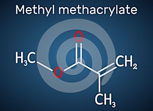 Methyl methacrylate, MMA molecule. It is methyl ester of methacrylic acid, is monomer  for the production of polymethyl methacryl photo