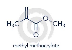 Methyl methacrylate molecule, polymethyl methacrylate or acrylic glass building block. Skeletal formula. photo