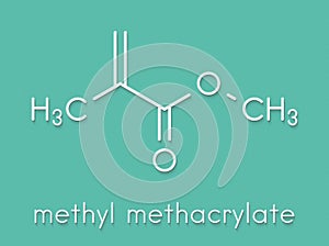 Methyl methacrylate molecule, polymethyl methacrylate or acrylic glass building block. Skeletal formula. photo