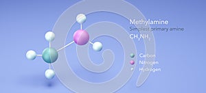 methylamine, molecular structures, ch3nh2, 3d model, Structural Chemical Formula and Atoms with Color Coding photo