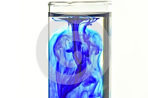 Methylene blue fall in water in glass tube