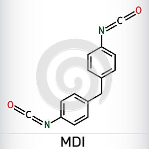 Methylene diphenyl diisocyanate, Skeletal chemical formula. Vector