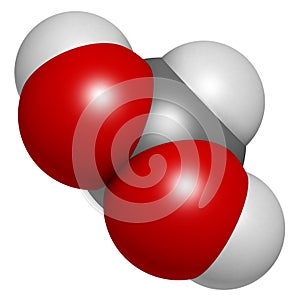 Methylene glycol methanediol, formaldehyde monohydrate molecule. Formed upon dissolving formaldehyde in water.