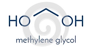 Methylene glycol methanediol, formaldehyde monohydrate molecule. Formed upon dissolving formaldehyde in water. Skeletal formula.