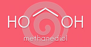 Methylene glycol methanediol, formaldehyde monohydrate molecule. Formed upon dissolving formaldehyde in water. Skeletal formula.