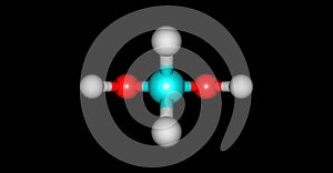 Methylene glycol molecular structure isolated on black