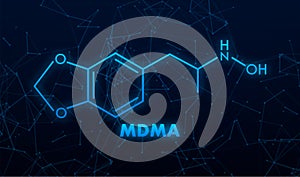 Methylenedioxymethamphetamine, MDMA chemical ecstasy molecule. Vector illustration. photo