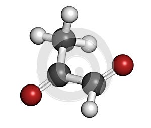 Methylglyoxal (pyruvaldehyde) molecule. Produced by glycolysis; is cytotoxic