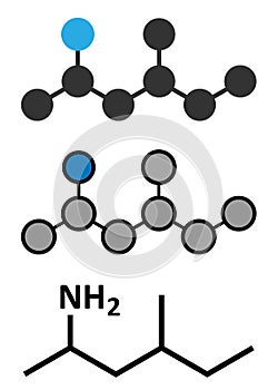 Methylhexanamine (1,3-dimethylamylamine, DMAA) stimulant drug molecule