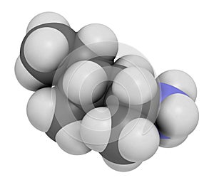 Methylhexanamine dimethylamylamine, DMAA stimulant molecule. 3D rendering. Atoms are represented as spheres with conventional.