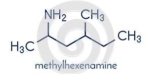 Methylhexanamine dimethylamylamine, DMAA stimulant molecule. Skeletal formula.