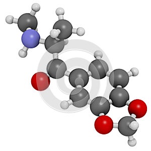 Methylone (bk-MDMA) stimulant molecule. Used as recreational drug