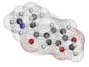 Methylone (bk-MDMA) stimulant molecule. Used as recreational drug