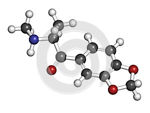 Methylone (bk-MDMA) stimulant molecule. Used as recreational drug