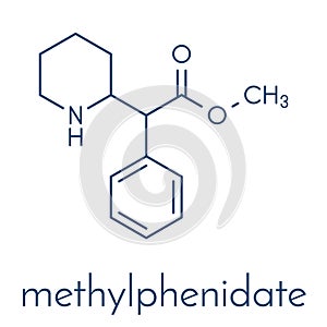 Methylphenidate attention-deficit hyperactivity disorder ADHD drug molecule. Skeletal formula.