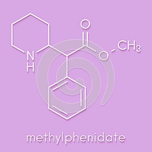 Methylphenidate attention-deficit hyperactivity disorder ADHD drug molecule. Skeletal formula.