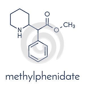 Methylphenidate attention-deficit hyperactivity disorder ADHD drug molecule. Skeletal formula. photo