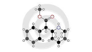 methylphenidate molecule, structural chemical formula, ball-and-stick model, isolated image cns stimulant