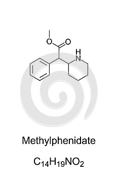 Methylphenidate, MP, chemical structure and formula