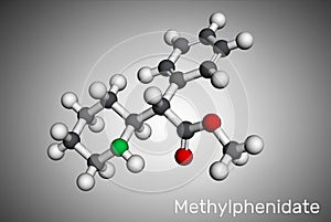 Methylphenidate, MP, MPH molecule. It is central nervous system stimulant. Used in treatment of Attention-Deficit