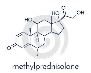 Methylprednisolone corticosteroid drug molecule. Skeletal formula.