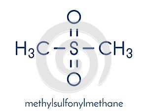 Methylsulfonylmethane MSM dietary supplement molecule, chemical structure Skeletal formula.
