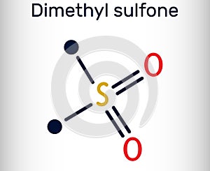 Methylsulfonylmethane, MSM, methyl sulfone, dimethyl sulfone molecule. Skeletal chemical formula