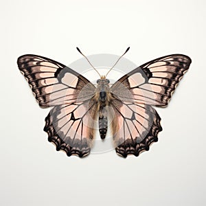 Meticulous Photorealistic Still Life Of Pink And Black Dingy Skipper Butterfly