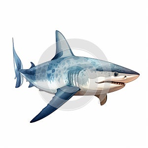 Meticulous Shark Art Illustration On White Background - High Resolution