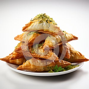 Meticulously Crafted Samosa Photography On White Background