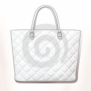 Meticulously Crafted White Quilted Purse - Detailed Vector Illustration