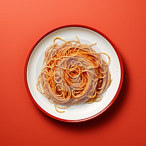 Meticulously Crafted Yankeecore Spaghetti On Red Plate