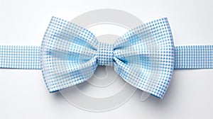 Meticulously Designed Blue Checkered Bow Tie On White Wall photo