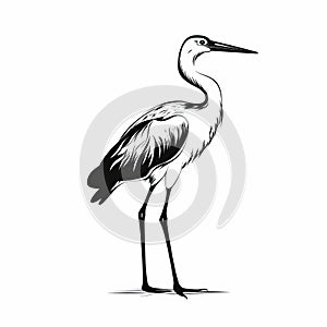 Meticulously Designed Minimalistic Illustration Of A Longlegged Bird