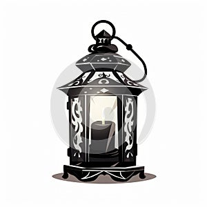 Meticulously Detailed Black Candle Lantern Vector Illustration