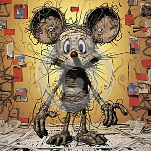 Meticulously Detailed Expressionist Cartoonist Mouse Poster With Yupik Art Influence