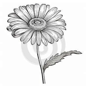 Meticulously Detailed Hand Drawn Daisy Illustration In Jan Van Ravesteyn Style