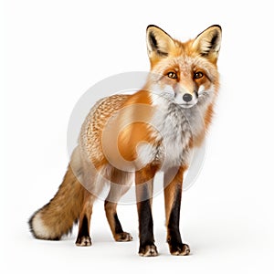 Meticulously Detailed Red Fox On White Background - Ultra Hd Image