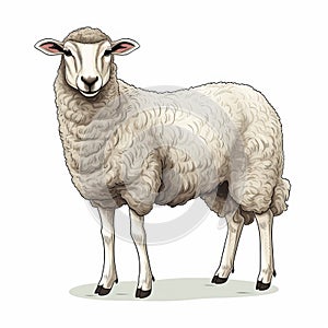 Meticulously Detailed Sheep Vector On White Background