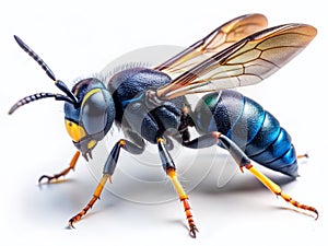 Detailed Closeup of a Black Wasp on a Pure White Background Perfect for Educational Resources Scientific Illustrations photo