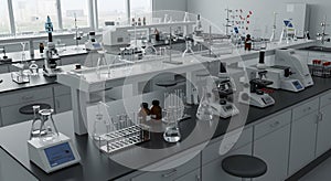 a meticulously organized laboratory workspace