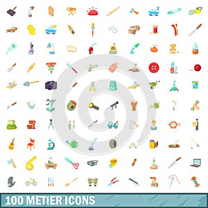 100 metier icons set, cartoon style photo