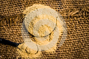 Metiista Fuller`S Earth Clay,Mulpani mitti/Fuller`s earth/multani mitti on a gunny bag.