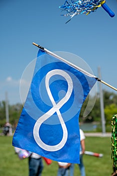 Metis flag hanging in the wind