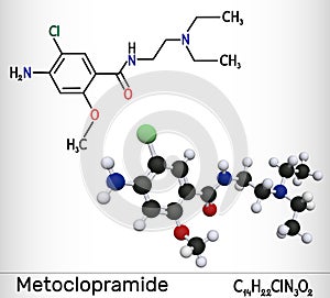 Metoclopramide, dopamine antagonist molecule. It is used to treat  nausea and vomiting,  to help with gastroesophageal reflux