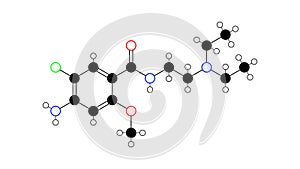 metoclopramide molecule, structural chemical formula, ball-and-stick model, isolated image prokinetic agent photo